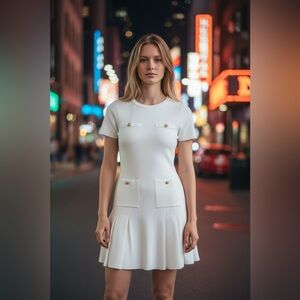 Zara elegant white knit dress